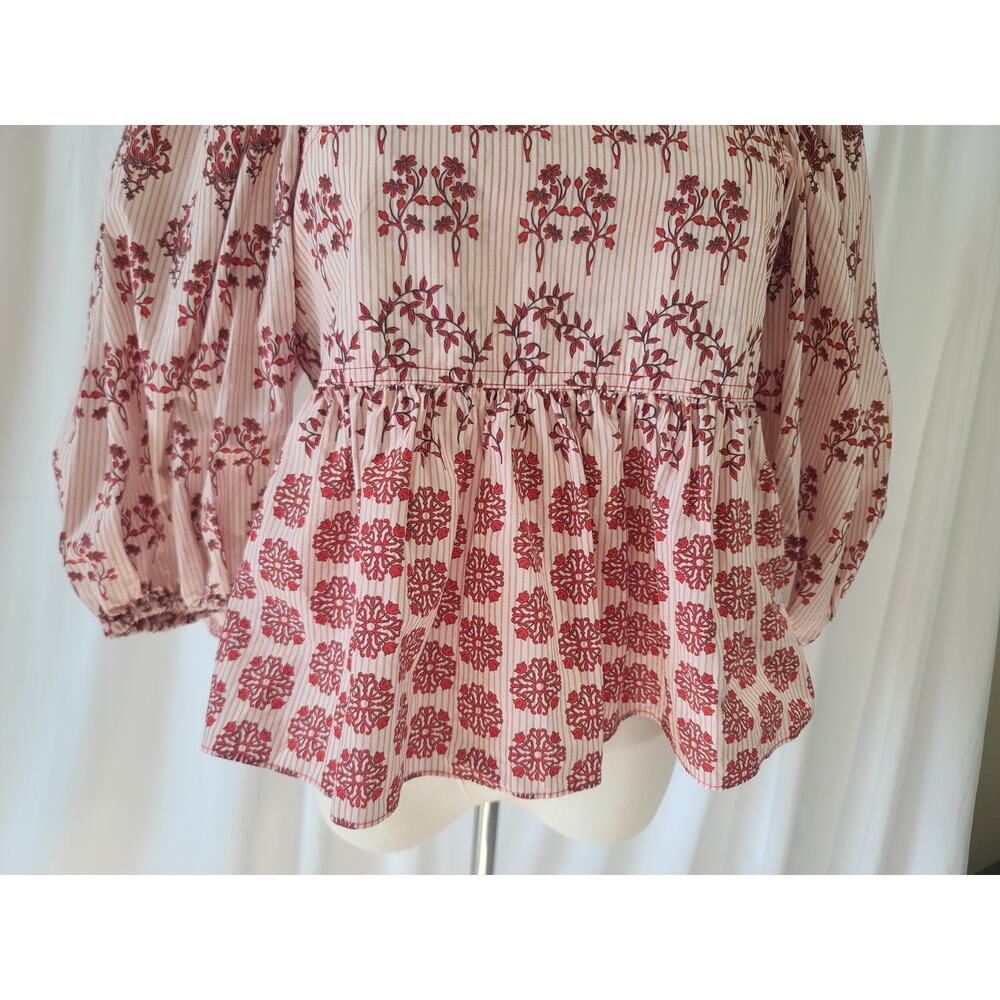 Hunter Bell Womens Pink Floral Ruffle Dakota Blouse Top XS - Picture 5 of 10